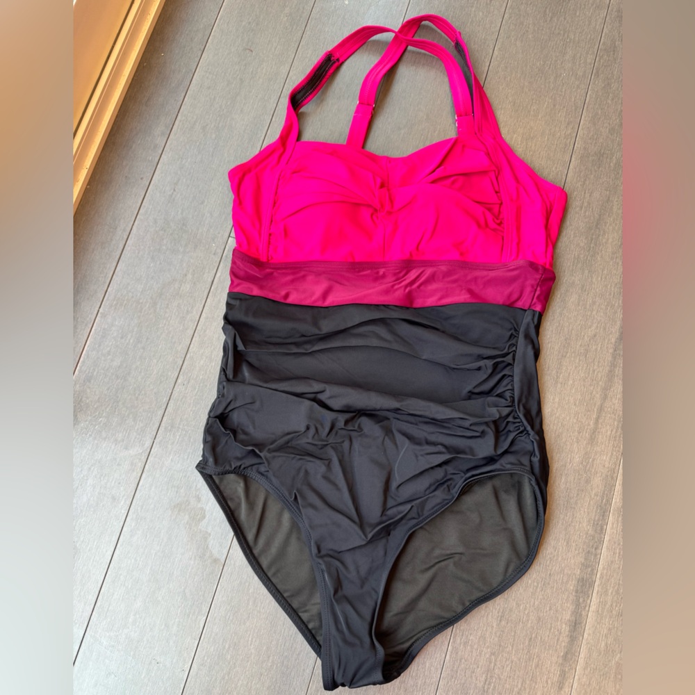New w/ Tags Pink and Black One-Piece Slimming Swimsuit